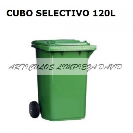 CUBO SELECTIVO CON RUEDAS Y TAPA VERDE 120L