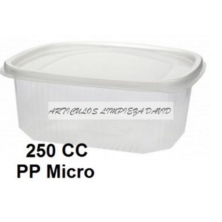 ENSALADERA PLASTICO  BISAGRA  250CC MICRO PP PAQ 50UNID C/18PAQ