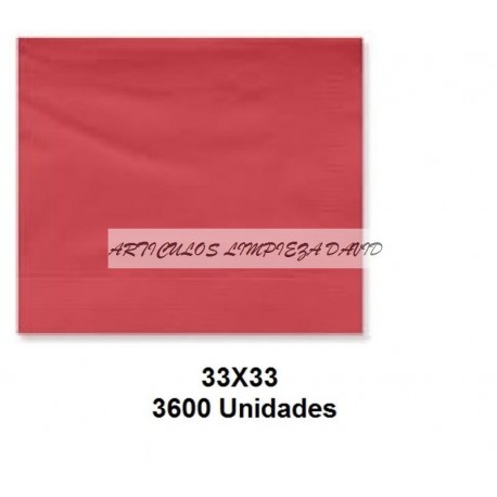 SERVILLETAS CAJA TISSUE 33*33 2C ROJA 3600UNID