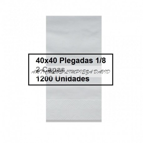 SERVILLETAS CAJA PP 1/8 40*40 2C BLCO 1200U