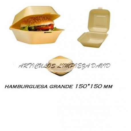 CAJA HAMBURGUESA FOAM GRANDE 150*150*70 125U