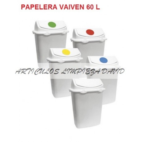 PAPELERA RECTANGULAR LIBRA VAIVEN 60 L