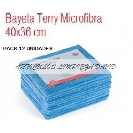 BAYETAS TERRY MICROFIBRA 36*40  AZUL 12 UNIDADES