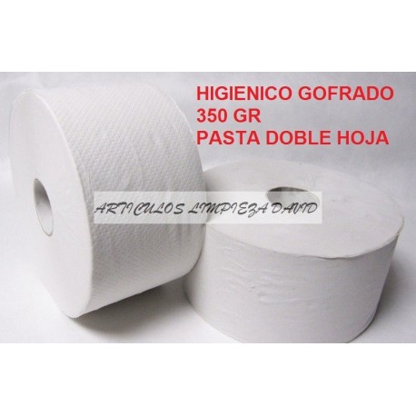 HIGIENICO INDUSTRIAL GOFRADO 350GR  PASTA DOBLE 2H  1 UNIDAD (PAQUETES 18 UNIDADES)