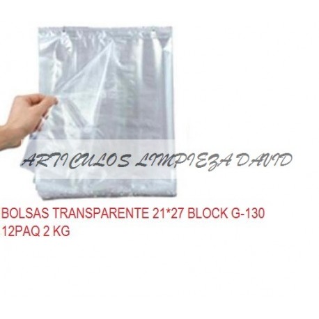 BOLSAS TRANSPARENTE 21*27 BLOCK G-130 12PAQ 2 KG