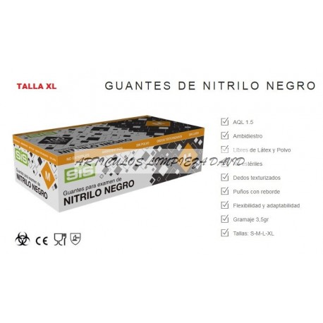 GUANTE  NITRILO NEGRO TALLA XL-100 UNIDADES