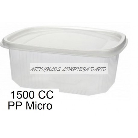 ENSALADERA PLASTICO  BISAGRA 1500CC MICRO PP 50UNID C/4PAQ